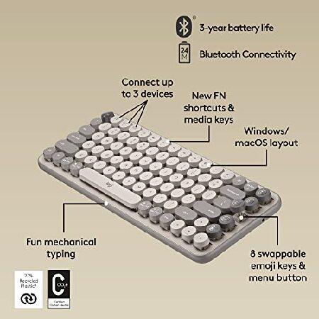 Logitech POP Keys Mechanical Wireless Keyboard with Customizable Emoji Keys, Durable Compact Design, Bluetooth or USB Connectivity, Multi-Device, OS C｜rest｜06
