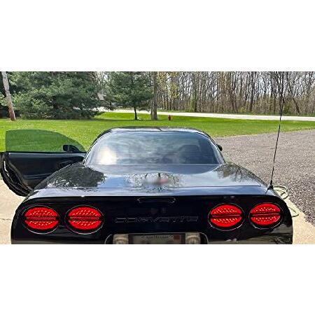 iJDMTOY 4pc Set White/Clear Lens w/Chrome Reflex Full LED Halo Vette Tail Lamp Assemblies w/Hyper Flash Bypass Harness, Compatible With Chevrolet 1997の画像