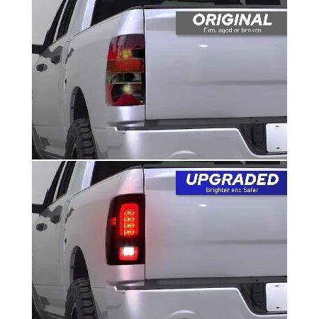 AUTOONE Full LED Tail Light Assembly for 2009-2018 Dodge Ram 1500 2500 3500, Passenger ＆ Driver Side with Black Smoked Lens,Blubs Includedの画像
