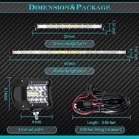 8 Pieces LED Light Bar Kit Double Row Off-Road Light Bar LED Fog Light Driving Lamp with 12 V Wiring Harness Kit LED Light for Trucks ATV UTV SUV Pickの画像