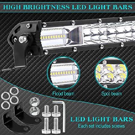 8 Pieces LED Light Bar Kit Double Row Off-Road Light Bar LED Fog Light Driving Lamp with 12 V Wiring Harness Kit LED Light for Trucks ATV UTV SUV Pickの画像