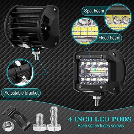 8 Pieces LED Light Bar Kit Double Row Off-Road Light Bar LED Fog Light Driving Lamp with 12 V Wiring Harness Kit LED Light for Trucks ATV UTV SUV Pickの画像