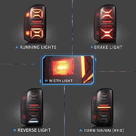 VLAND Led Tail lights Compatible with GMC Sierra 2014-2018(Not for Models w/Factory LED Light) Pickup Truck, Rear Lamp Assembly with Red Turn Signal aの画像