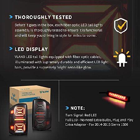 VLAND Led Tail lights Compatible with GMC Sierra 2014-2018(Not for Models w/Factory LED Light) Pickup Truck, Rear Lamp Assembly with Red Turn Signal aの画像