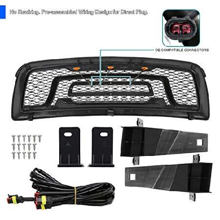 Spec-D Tuning 反逆スタイルフロントグリル アンバーLEDライト付き 2009-2012 Dodge Ram 1500に対応の画像