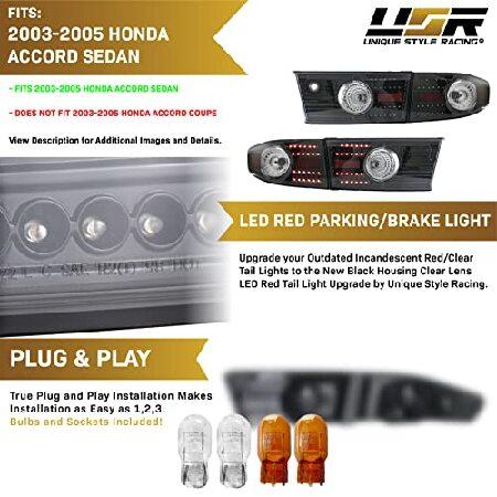 USR DEPO 03-05 Accord UPGRADE JDM Black Housing LED Upgrade Rear Tail Lights (Left + Right) Compatible with 2003-2005 Honda Accord 4 Door Sedan (Blackの画像