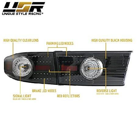 USR DEPO 03-05 Accord UPGRADE JDM Black Housing LED Upgrade Rear Tail Lights (Left + Right) Compatible with 2003-2005 Honda Accord 4 Door Sedan (Blackの画像