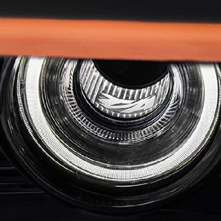 FIONE Xenon Headlight Compatible with Dodge Challenger Headlights Assembly 2015 2016 2017 2018 2019 2020 2021 Black Housing HID Headlamps Replaceableの画像