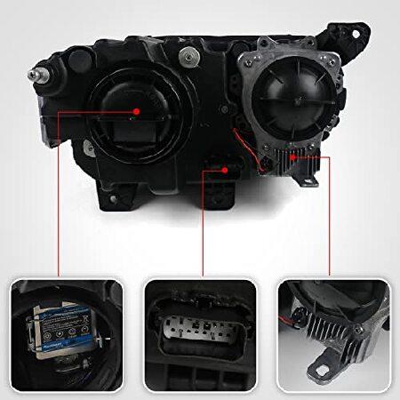 FIONE Xenon Headlight Compatible with Dodge Challenger Headlights Assembly 2015 2016 2017 2018 2019 2020 2021 Black Housing HID Headlamps Replaceableの画像