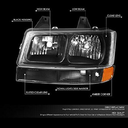 DNA MOTORING HL-OH-CEGS03-4P-BK-AM Pair of OE Style Headlights ＆ Parking/Turn Signal Lights Compatible with 03-14 Express Savana 1500/03-23 Express Sの画像