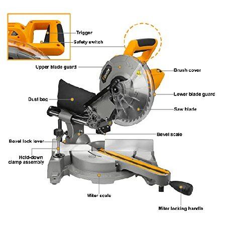 Hoteche　Sliding　Compound　Metal　Saw　Bevel　Power　Guide　TCT　Miter　and　10-Inch　Chop　Wood　15-Amp　Cutting　Saw　Blade　Saw　Saw　with　for　Laser　Double　Table