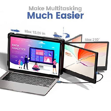 Teamgee Laptop Screen Extender, 12” Portable Monitor for Laptop FHD 1080P Glare-Free IPS Dual Screen, Works with Mac Windows Android Chrome Linux, Fi｜rest｜02