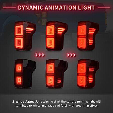 VLAND LED Tail Lights Fit For Ford F150 Pickup 2015-2020，w/Red Turn Signals, Just fit the Factory Halogen lights, Smoked Rear Lights(Not Fit a 2019 Xの画像