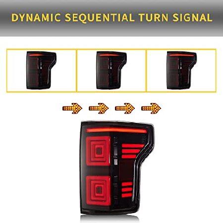 VLAND LED Tail Lights Fit For Ford F150 Pickup 2015-2020，w/Red Turn Signals, Just fit the Factory Halogen lights, Smoked Rear Lights(Not Fit a 2019 Xの画像