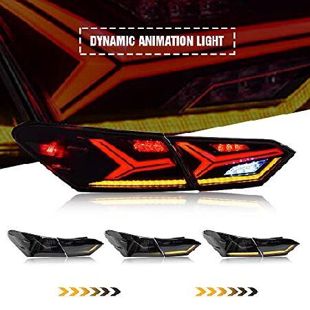 New Taillights for Toyota Camry Tail Light Assembly 2018-2023 SE XSE LE XLE TRD 8th Gen Accessories Lambor Style V6 Smoke Rear Lamp Led Sequential Turの画像