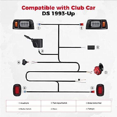 kemimoto Deluxe DS Golf Cart LED Light Kit Compatible with Club Car DS 1993-Up, 12V Street Legal Light Kit, Upgrade LED Headlight and Taillight with Tの画像