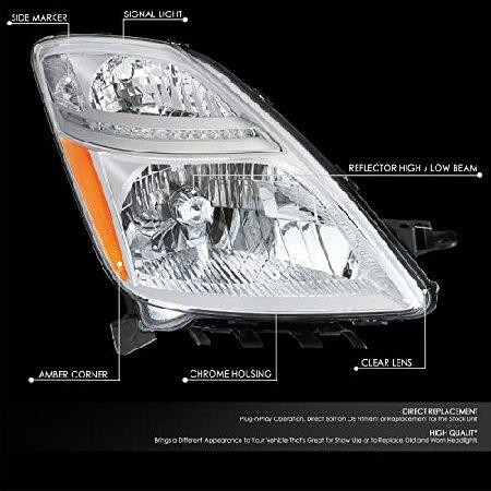 DNA MOTORING Right OEスタイルヘッドライト 2006-2009 Prius対応 クローム/クリアレンズ/アンバーリフレクター OEM-HL-0173-Rの画像