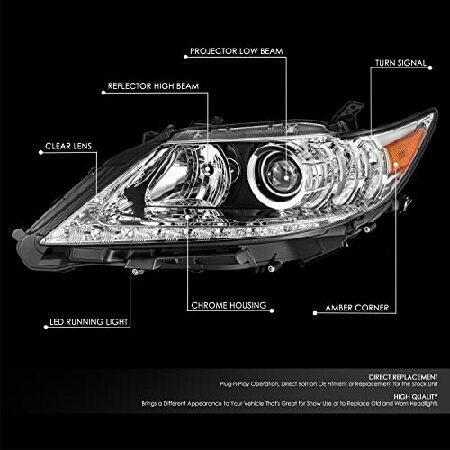DNA MOTORING 左 OEスタイル プロジェクターヘッドライト 13-15 レクサス ES300H ES350対応 クローム/クリアレンズ/アンバーコーナー OEM-HL-0166-Lの画像