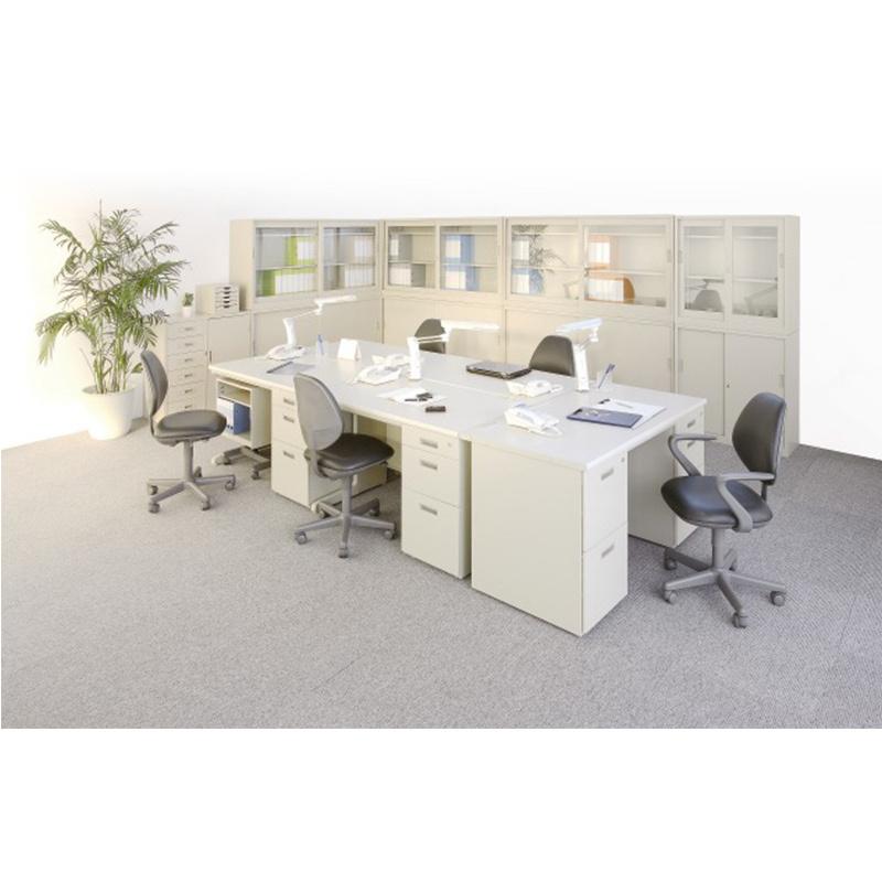 中古 美品 3点セット オフィスデスク 事務机 両袖机140cm 片袖机120cm 鍵付きキャビネット有 ホワイト oc-sd147r_003.jpg