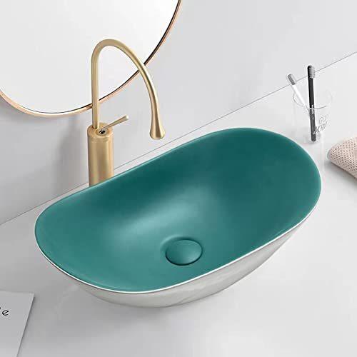 Rakuten 高級排水セット付き おしゃれ 洗面ボウル 置き型 洗面ボール 楕円形 洗面台 手洗い鉢 手洗い器 洗面鉢 トイレ 手洗いボウル 陶器製 グリーン 美しい Turningheadskennel Com