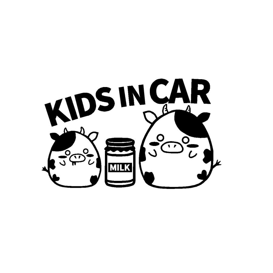 キッズインカー 牛 Ver 2 イラスト ロゴ カッティングステッカー 選べる4デザイン Incar Cutting Sticker Shop Restt 通販 Yahoo ショッピング