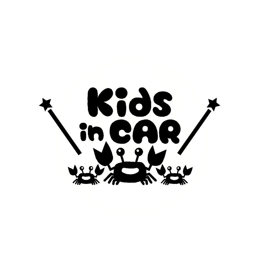 キッズインカー カニ イラスト ロゴ カッティングステッカー 選べる4