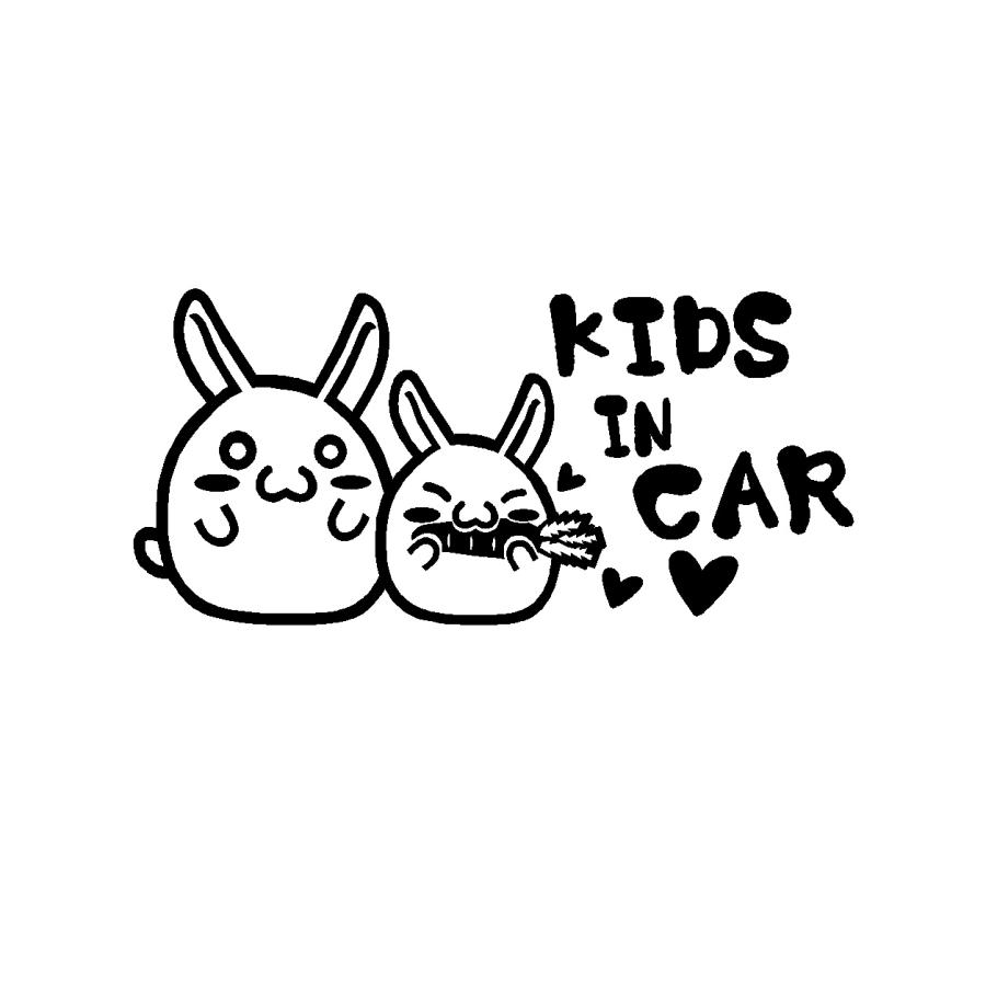 キッズインカー うさぎ ver.4 イラスト ロゴ カッティングステッカー