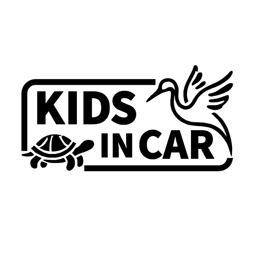 キッズインカー 鶴 亀 イラスト ロゴ カッティングステッカー 選べる