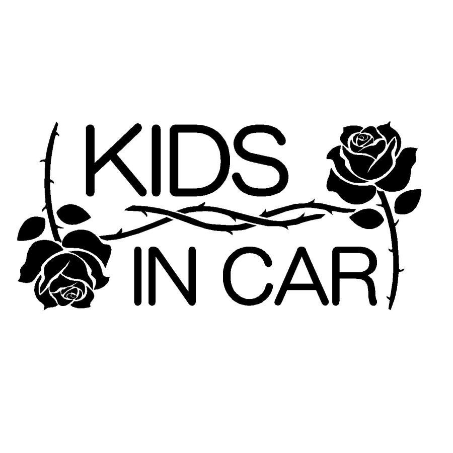 キッズインカー 薔薇 バラ イラスト ロゴ カッティングステッカー