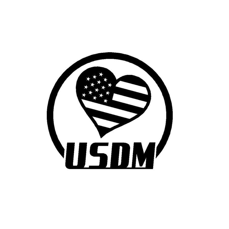 USDM ハート 国旗 ロゴ カッティングステッカー 選べる4サイズ 