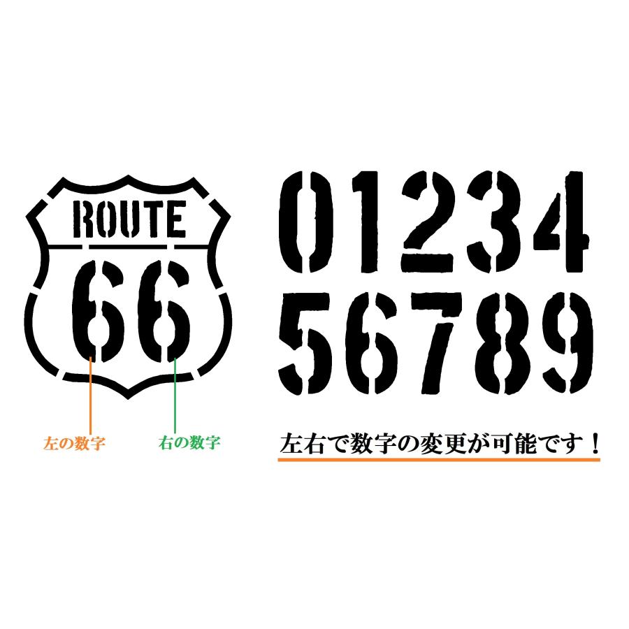 ルート66 ロゴ カッティングステッカー 選べる数字 選べる3サイズ