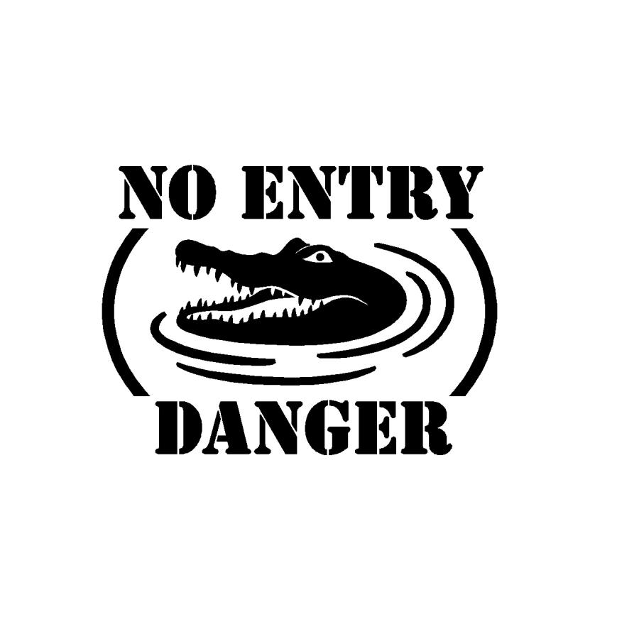 NO ENTRY DANGER ワニ ロゴ 文字 イラスト カッティングステッカー