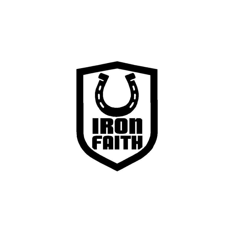 ホースシューロゴ IRON FAITH ロゴ 文字 カッティングステッカー