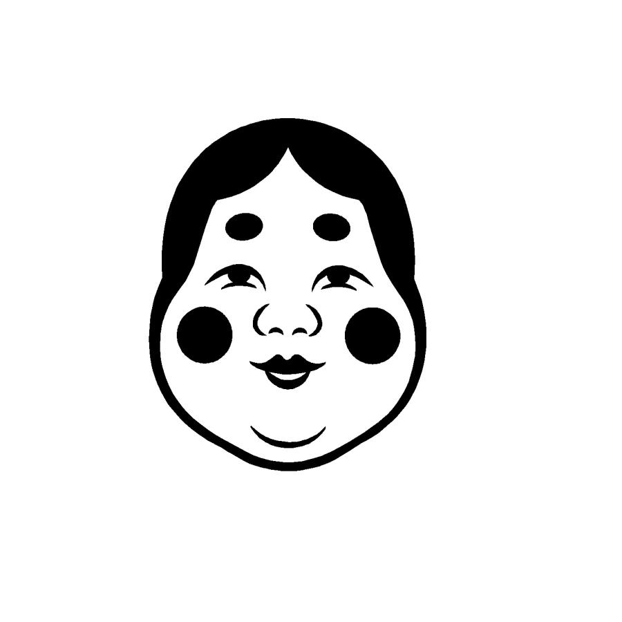 おかめ ロゴ イラスト カッティングステッカー 選べる4サイズ 