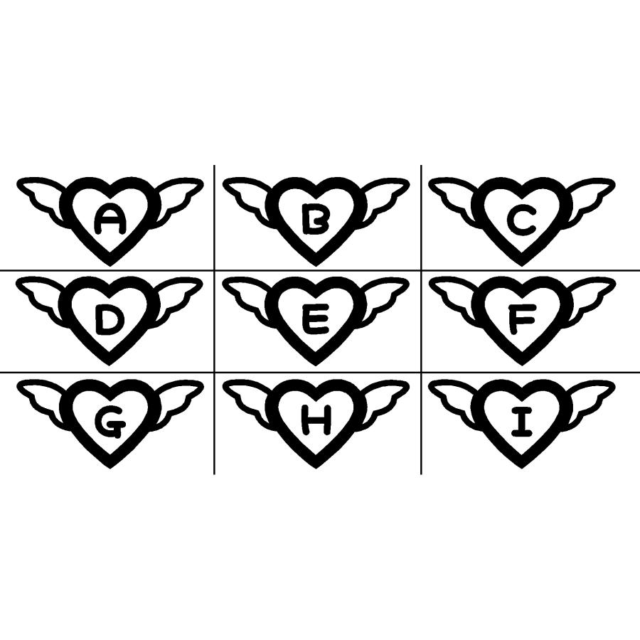 ハート 羽 お好きなアルファベットで ロゴ 文字 カッティング