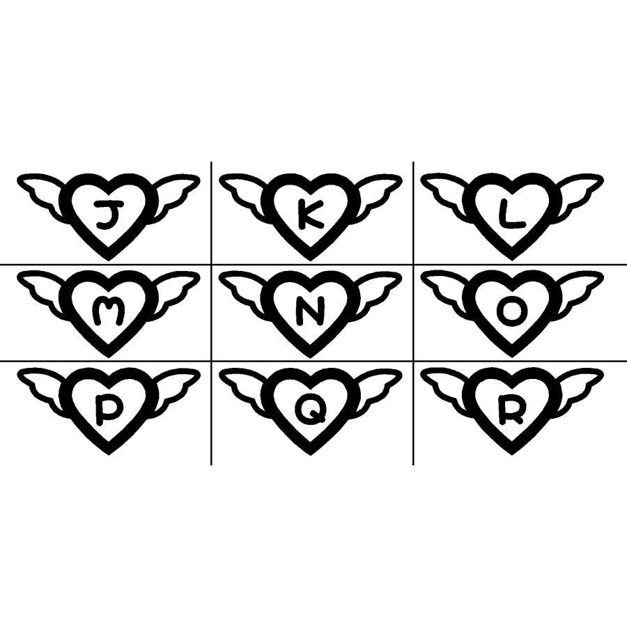 ハート 羽 お好きなアルファベットで ロゴ 文字 カッティング