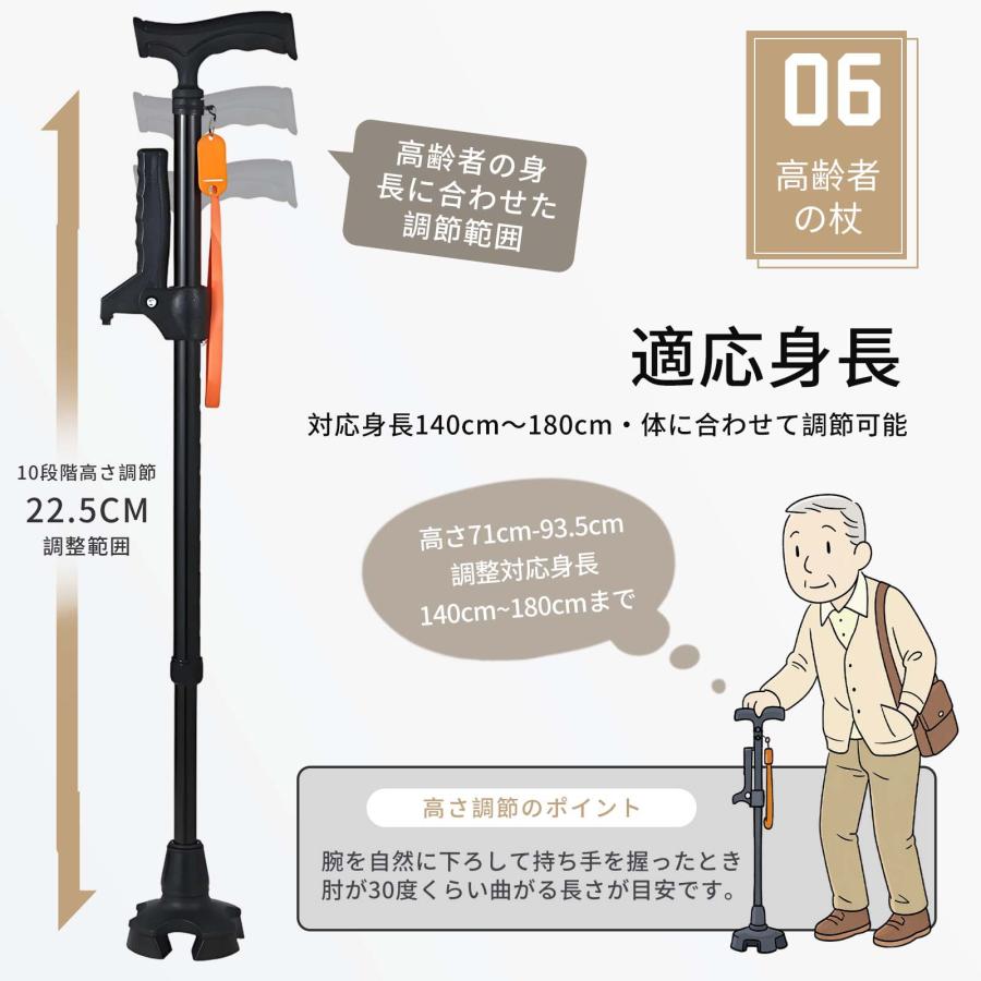 爆買 杖 4点杖 ステッキ 起き上がり補助 アームレスト付き 軽量 安定