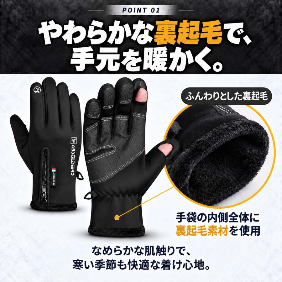 爆買 指出しフィッシンググローブ 防寒 防風 滑り止め ジッパー付き 冬