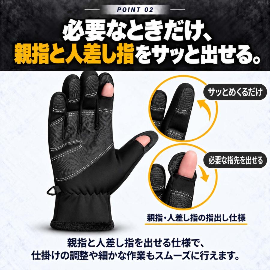 爆買 指出しフィッシンググローブ 防寒 防風 滑り止め ジッパー付き 冬