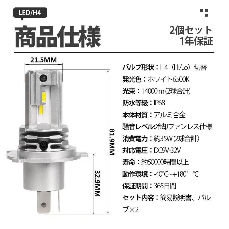 爆買 H4 LEDヘッドライト 車 バイク用 2個入 16000lm Hi/Lo切替 純正