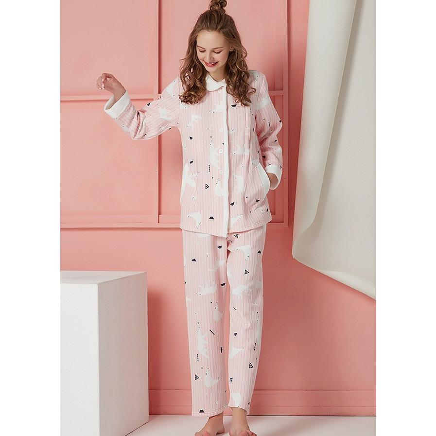 マタニティ パジャマ 冬 前開き 授乳口 白熊柄 ストライプ 可愛い フリース 厚手 Ti70 Resty 通販 Yahoo ショッピング