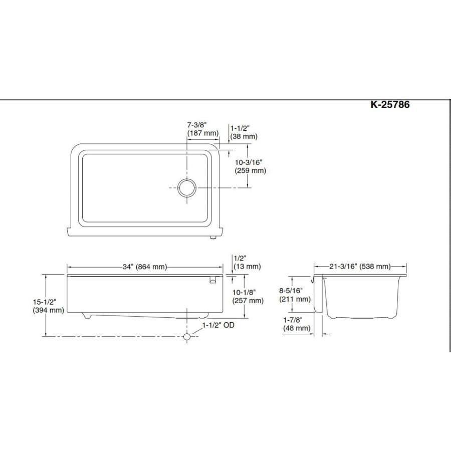 KOHLER　キッチン用シンク　ケルン　コーラー　25786-CM1　Cairn　マットブラック　キッチン用1槽シンク