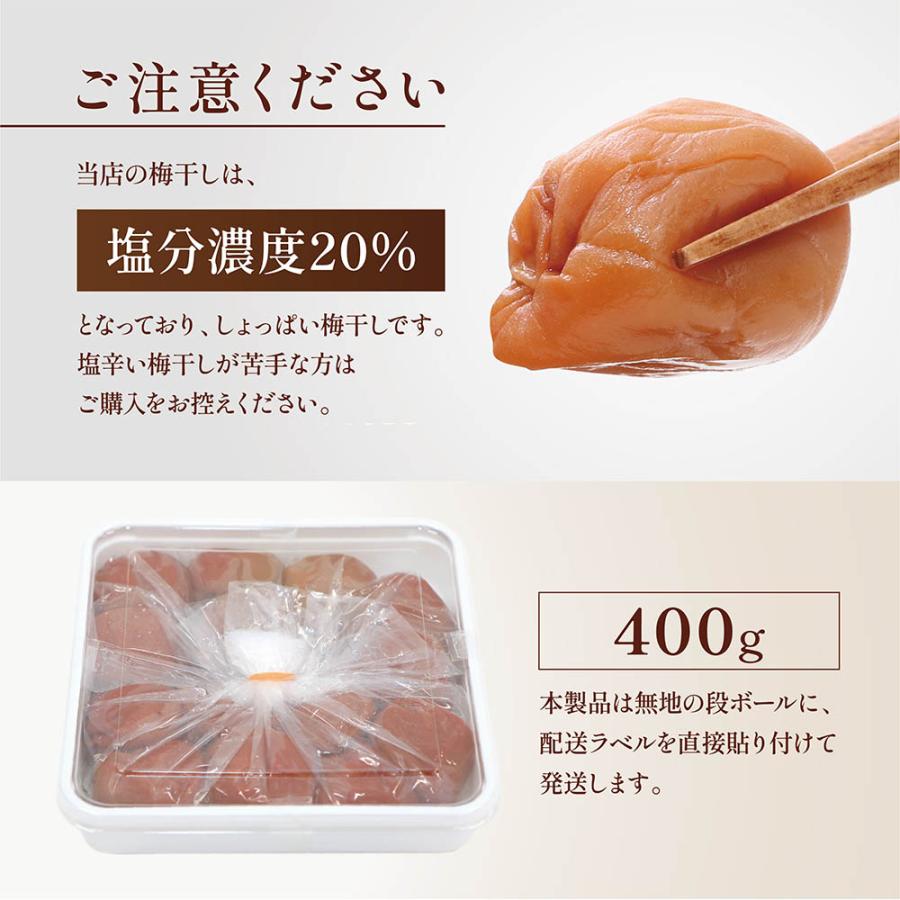 梅干し 白干し梅 紀州南高梅 無添加 400g 大粒 訳あり品 つぶれ梅 : 味
