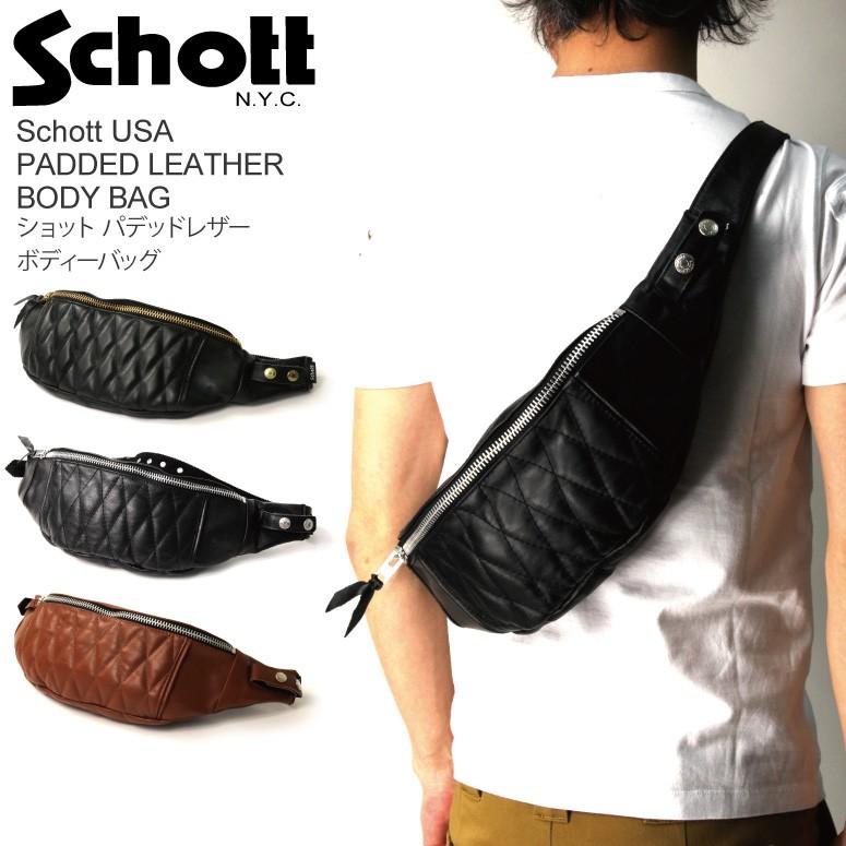 (ショット) Schott パデット レザー バナナ ボディバッグ ワンショルダー｜retom