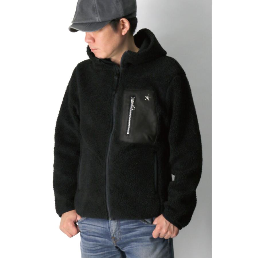 ショット) Schott レザー ポケット パイル フード ジャケット 