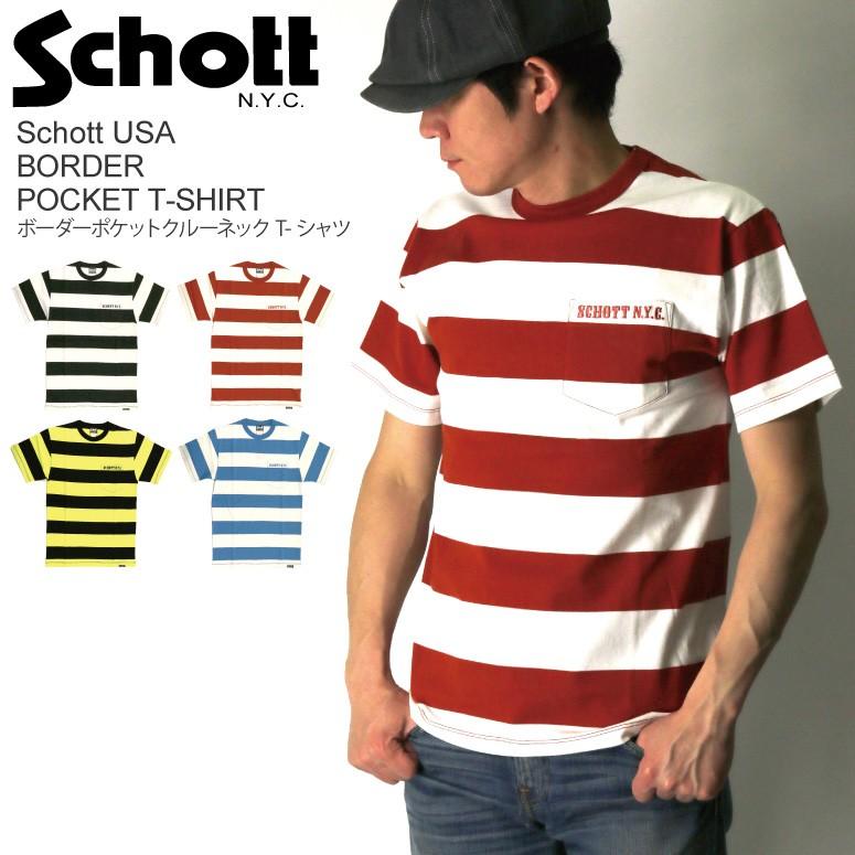 ショット Schott ボーダー ポケット クルーネック Tシャツ カットソー ポケt 半袖 メンズ レディース Retom 通販 Yahoo ショッピング
