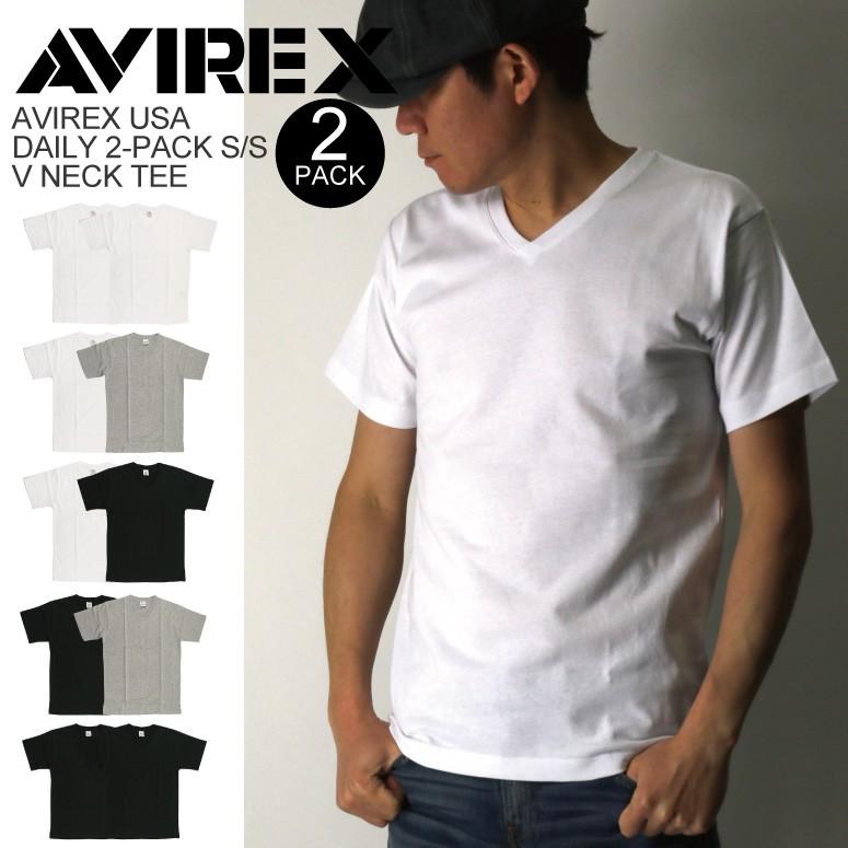 (アビレックス) AVIREX アヴィレックス デイリーシリーズ 2パック Vネック Tシャツ カットソー 2枚組 メンズ レディース 【父の日 プレゼント】｜retom