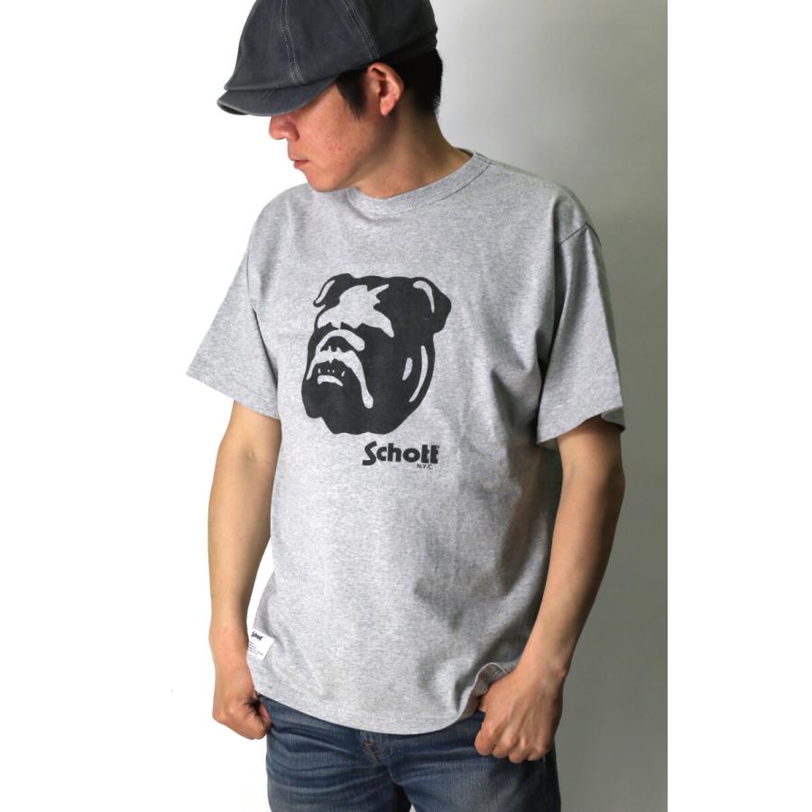 Schott N.Y.C (ショット) ヘザー Tシャツ「ステンシルブルドッグ