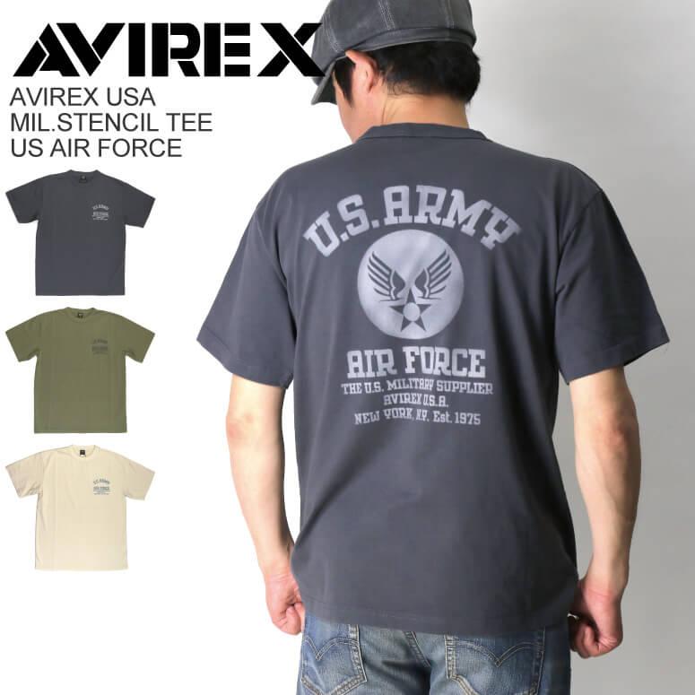 AVIREX (アビレックス) ミリタリー ステンシル Tシャツ US アーミー 