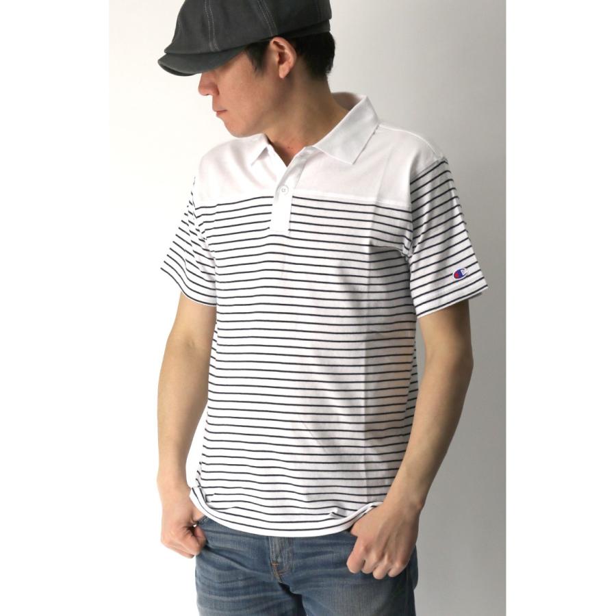 チャンピオン センターロゴ マルチカラーボーダー ニットポロシャツ